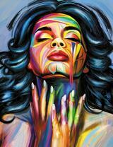 Девушка в красках с черными волосами