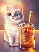 Котёнок и баночка мёда