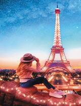 Девушка над ночным Парижем