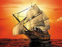 Парусный корабль в закатном море