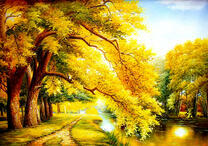 Золотистые ветви склоняются к реке