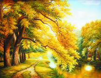 Осенние дубы над рекой