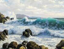 Большие и гладкие камни на берегу моря