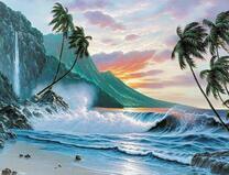 Волны на берегу тропического острова