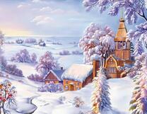 Небольшая часовня в зимней деревне