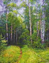 Тропинка, уходящая в березовую чащу