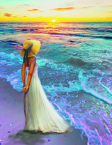 Девушка в шляпе у моря