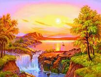 Озеро с водопадом