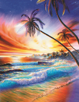 Красивый закат над океанским берегом