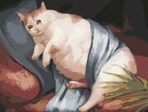 Толстый белый кот