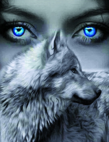 Небесно-голубые глаза и волк