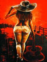 Девушка в шляпе и с гитарой