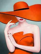 Стильная дама в красной шляпе