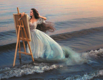 Художница в морских волнах