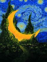 Огромная луна и звездное небо