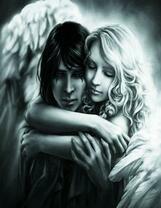 Ангел обнимает парня