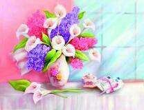 Букет калл и сирени