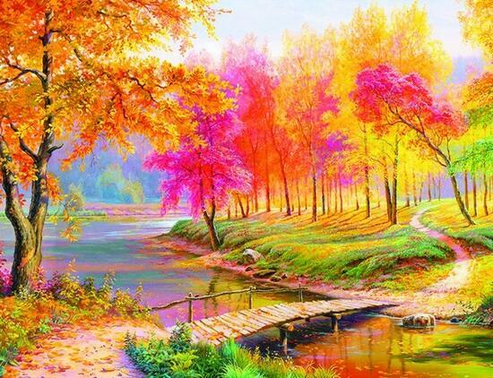 Алмазная мозаика 40x50 Яркий осенний пейзаж