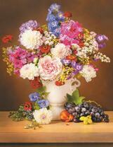 Пышный летний букет и фрукты