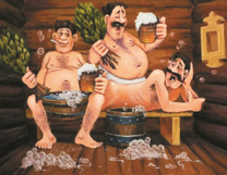 Довольные мужики в бане