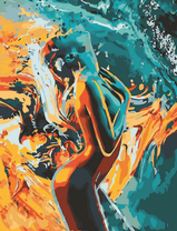 Обнаженная девушка и синие волны