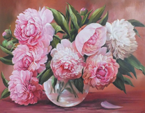 Картина с букетом пионов