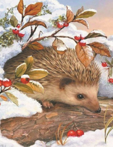 Ежик в заснеженном лесу