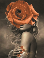Алмазная вышивка «Женщина и большая чайная роза» в интернет-магазине  в Москве Алмазная вышивка «Женщина и большая чайная роза»