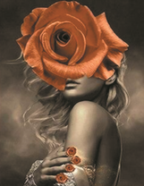 Алмазная вышивка «Женщина и большая чайная роза»