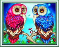 Голубая и розовая сова