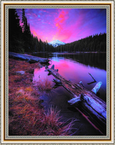 Озеро в лесу возле гор