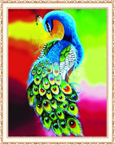 Павлин на разноцветном фоне