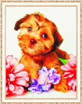 Милый щенок и цветы