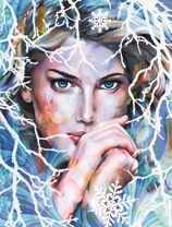 Девушка и морозное окно