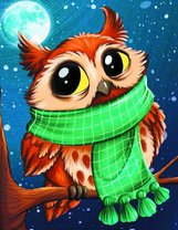 Сова в зеленом шарфе
