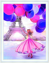 Девушка в бальном плате с воздушными шариками