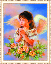 Девочка ангелочек и розы