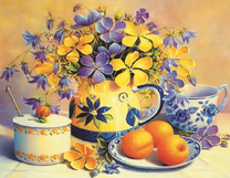 Букетик цветов и абрикосы