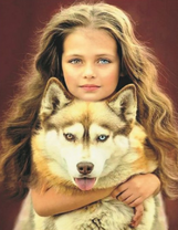 Девочка и ее собака с разными глазами