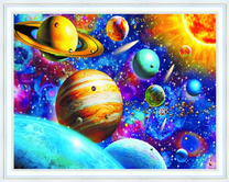 Планеты и яркий свет от солнца