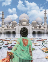 Девушка возле мечети Шейха Зайда