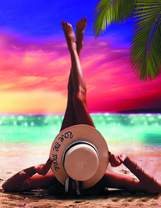 Девушка в шляпке на берегу океана