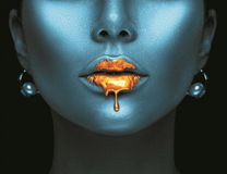 Девушка с золотым блеском на губах