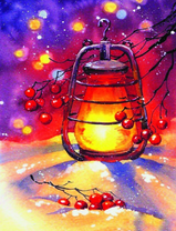 Алмазная вышивка «Фонарик у ягод калины»