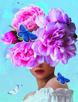 Алмазная вышивка «Девушка с большими цветами на голове»