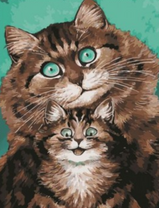 Большеглазая кошка с котёнком