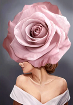 Алмазная вышивка «Девушка с огромной нежной розой на голове»