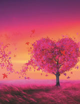 Розовое дерево в розовом поле