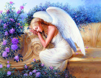 Милый ангел в цветочном саду