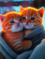 Два огненных котёнка в шарфе